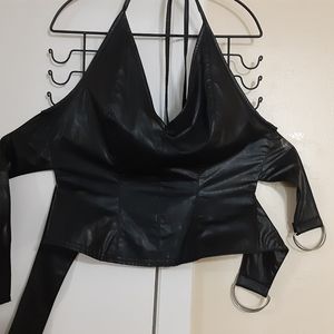 Leather look top